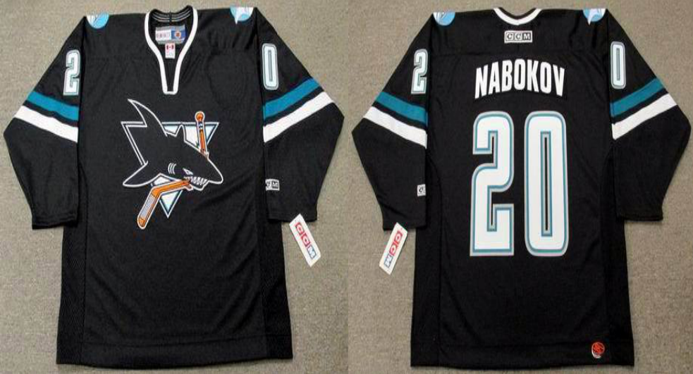 2019 Men San Jose Sharks 20 Nabokov black CCM NHL jersey